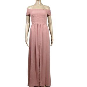 TULAROSA NWT Smocked S Cottagecore Fairy Maxi Long Dress Gown Peach Blush Prom